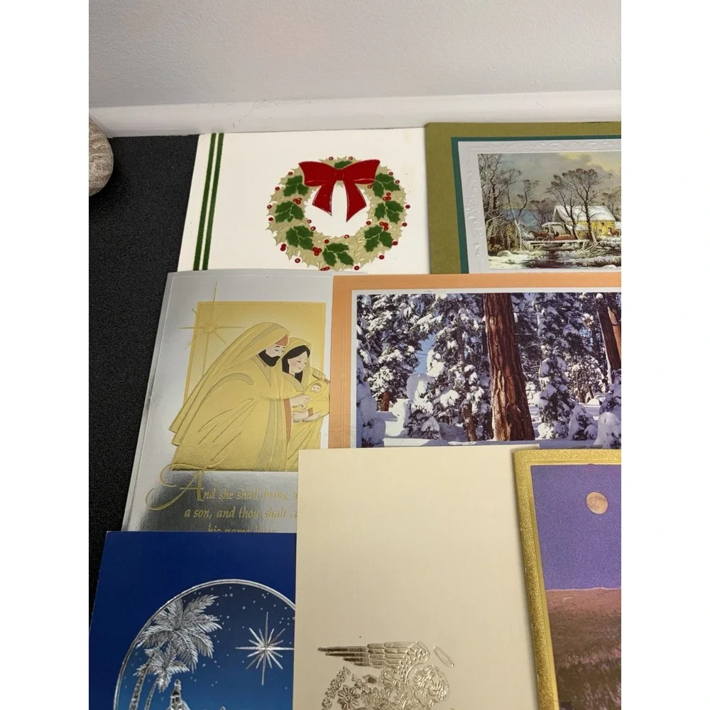 Vintage Metallic Christmas Cards Fronts ONLY for Scrapbooking Crafts Lot of 50+